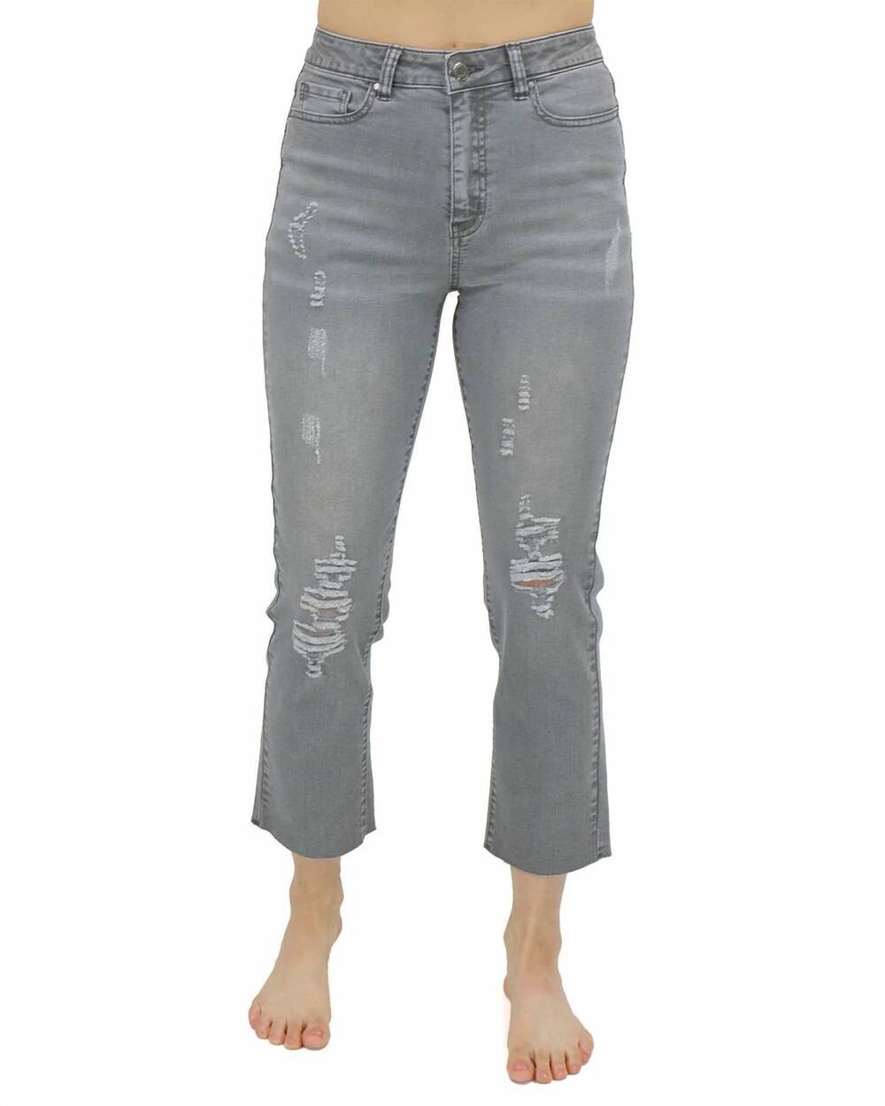 NEW GRACE AND LACE mel's favorite straight leg cropped denim jeans in gray